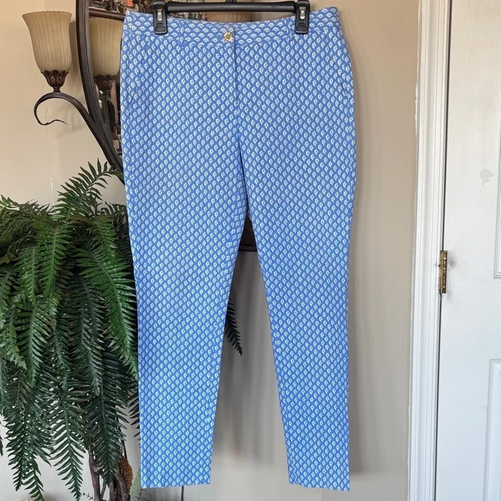 Michael Kors Crew Blue & White Geometric Casual Dress Pants Nautical Trousers